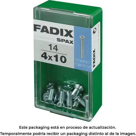 Caja de 14 unidades de tornillo métrico con cabeza plana M 4x10mm Fadix (1/3)