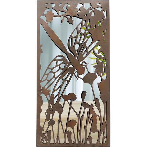 Signes Grimalt Aplique Metal Adorno Pared  Adorno Pared Libelula Espejo Apliques Metal Marrón 2x50x100cm 31259