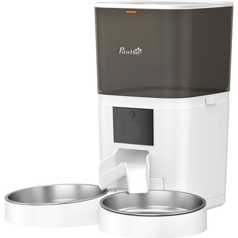 PawHut Distributore Automatico Cibo Gatti 6L WiFi 2.4G, App Controllo, 2 Ciotole
