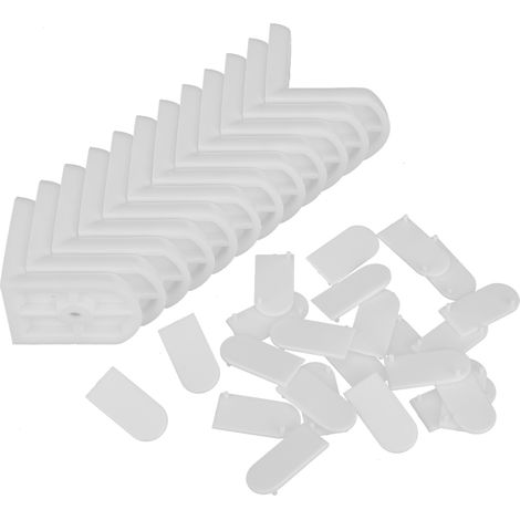 24 Supports d'angle en L pour meubles, équerres de fixation en acier, kit de 24 pièces visserie incluse, renfort d'assemblage d'angle droit. (1/5)