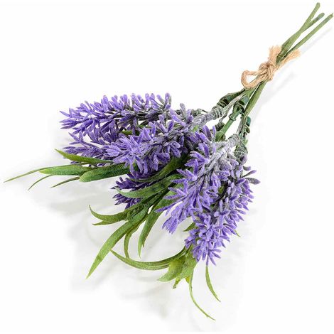 Mazzolini con 3 rametti di lavanda artificiale e nastrino, set da 20 pezzi, cm 11 H (con gambo 18)