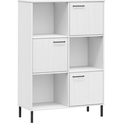 Étagère de Rangement Bibliothèque avec pieds, Montage facile, en métal Blanc 90x35x128,5 cm Bois OSLO OIB6035E (1/4)