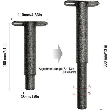 Pieds de lit réglables en métal – Lot de 2 – Hauteur 18 à 33 cm – Acier inoxydable avec fond en nylon antidérapant – Compatible avec la plupart des sommiers (1/4)