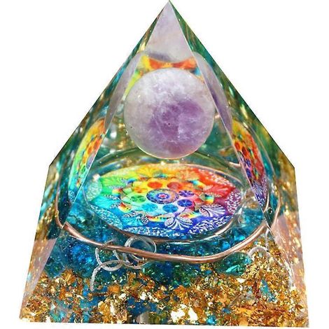 Pyramide d'orgonite en quartz arc-en-ciel, sphère de cristal de guérison, pierre énergétique pour les chakras, décoration (1/5)