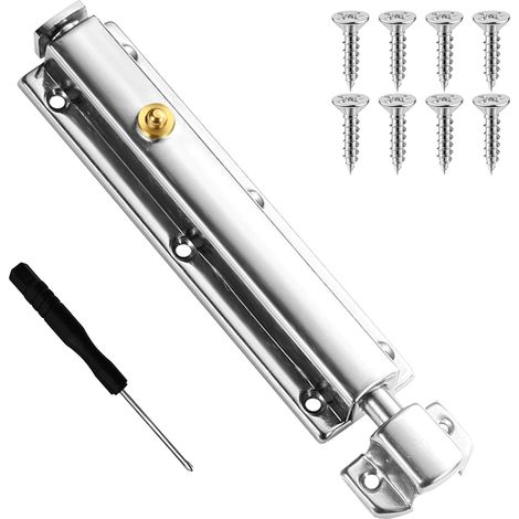 Loquet de sécurité en acier inoxydable avec bouton-poussoir à ressort de 15,2 cm, verrou de sécurité automatique, verrouillage de porte intérieure polyvalent, pour placard, barres (1/5)
