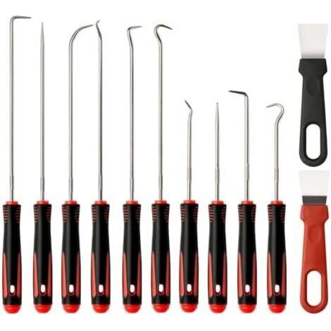 Lot de 10 Crochets et Pics Précision – Outil d’Extraction Joints Toriques Spi Pick Hook Set avec Poignée Antidérapante Mécanique Auto Atelier - (1/5)
