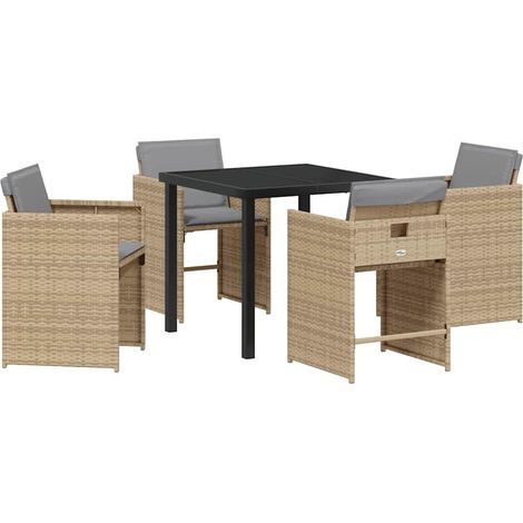 Maison Exclusive - Ensemble de salle à manger pour jardin 5 pcs Beige polyrotin (1/5)