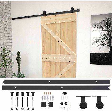 Puerta Corredera Natural y negro 80 x 210 cm vidaXL