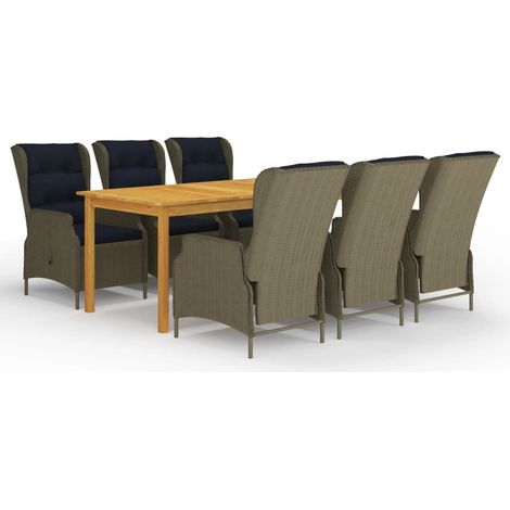 Juego de comedor para jardín 7 piezas marrón vidaXL (1/5)