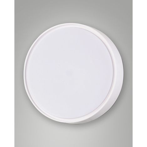 Hatton Plafoniera LED Rotonda IP65 Bianco in Policarbonato, Attacco E27 per 2 Lampadine da 30W Max, Resistente agli Agenti Atmosferici 3226-65-102