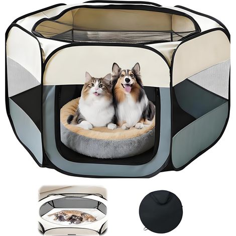 Parc pour Chien Pliable 105 x 105 x 60 cm Enclos Chien Portable (1/5)