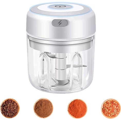 Mini hachoir de cuisine électrique, hachoir à ail électrique, mini robot de cuisine, hachoir à légumes électrique (250 ml) (1/4)
