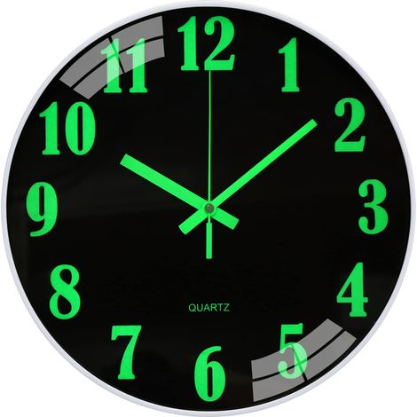 Horloge Murale Lumineuse Silencieuse 30cm Pendule Murale Fluorescente Veilleuse Nuit Grande Horloge Décorative pour Chambre Cuisine Salon Bureau (1/5)