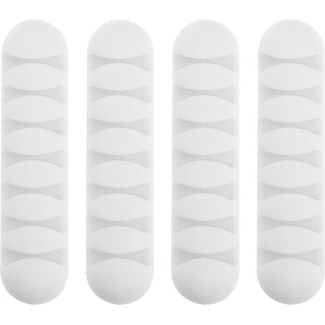 Support de Gestion des Câbles en Silicone Blanc Adhésif Lot de 4pcs, Petit Format pour Bureau, Organiseur de Câbles Pratique et Résistant (1/5)