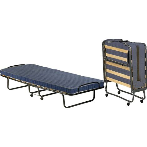 Letto Pieghevole Fosca, Brandina Materasso Incluso, Dimensione Materasso 80x190x10 cm Made in Italy, Nero Jeans