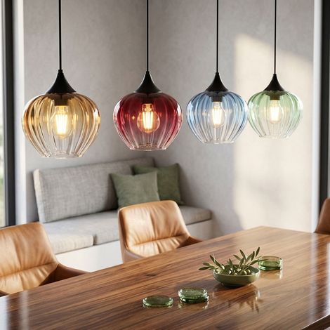 Lampada a sospensione per soggiorno a 4 luci, in metallo nero, altezza 120 cm (1/5)