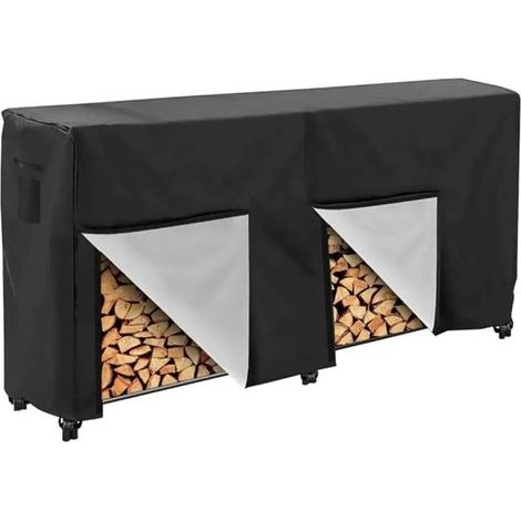 Housse de protection for porte-bûches de jardin, anti-poussière, double porte, respirante, facile à installer, avec boucle, for extérieur et intérieur pour bois de chauffage,252×65×110cm (1/5)