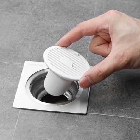 Couvercle magnétique pour siphon de sol avec désodorisant, 3,65 cm (blanc) (1/5)
