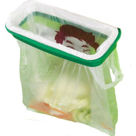 Support Pour Sac Poubelle - Fixation Porte Armoire Cuisine - Compatible Épaisseur 2 cm - Vert Et Blanc - 1 Pièce