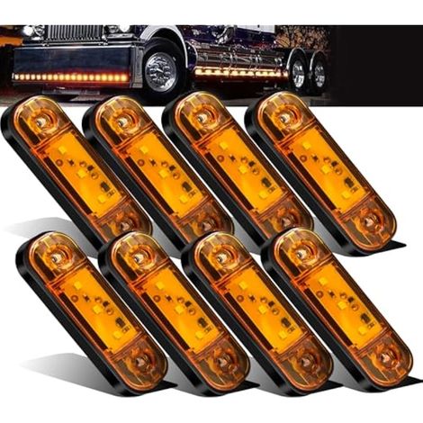 Biqing 8PCS Feux de Gabarit, 12V 24V 3.4 Inch LED Feu de Gabarit Remorque Jaune Arrière Avant Indicateur pour Camion Remorque Van Caravan Lorry Bus (1/5)