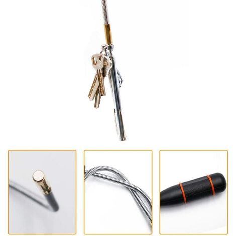 Outil de ramassage magnétique flexible 1 pièce, balai magnétique mécanique à aimant flexible portable pour la cueillette de petites pièces, écrous, boulons, vis, clés, pièces automobiles (1/3)
