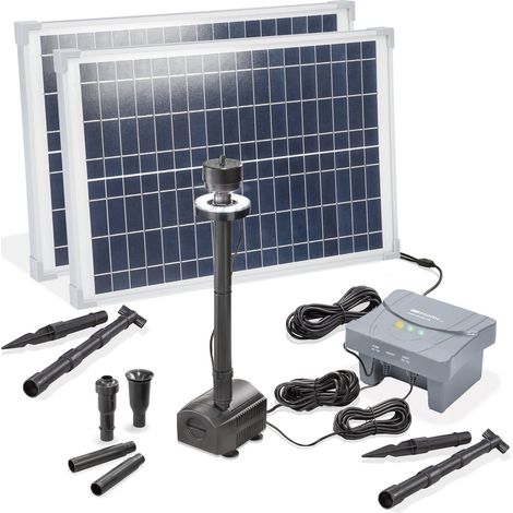 Kit pompe de bassin solaire esotec 50/1400 LED avec accumulateur LiFe 12,8V/7,8Ah 101939