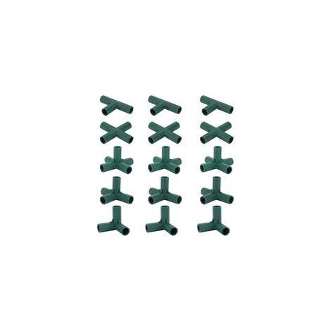 Lntyq Lot de 15 connecteurs de cadre de jardin de 16 mm, 5 types de supports stables pour supports de fleurs et serres (1/5)