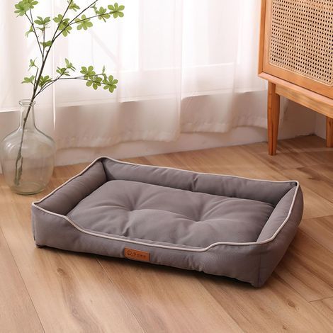 Grand lit orthopédique lavable pour animal de compagnie, matelas orthopédique confortable, anti-anxiété pour chien de taille moyenne (40 x 30 x 7cm, gris) (1/5)