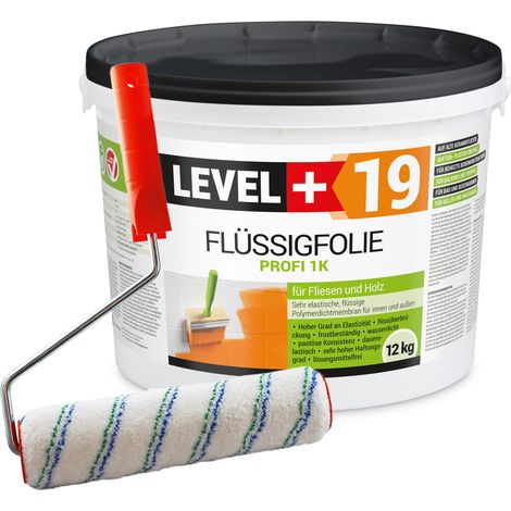 LEVEL+ Flüssigfolie Dichtfolie Holz L+19 - 12KG + Farbroller