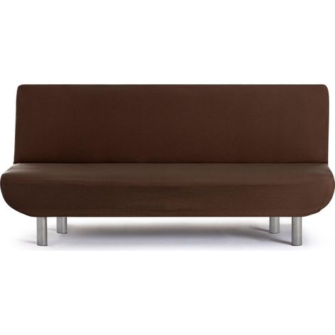 Housse de canapé 3 Places clic-clac bi-élastique Universelle, Couleur Marron, Facile à Installer et à enlever, Protection Anti-Usure (1/5)
