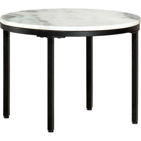 vidaXL Mesa de centro mármol macizo auténtico blanco y negro Ø50 cm (1/5)