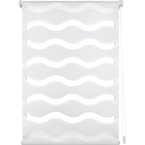 Blindecor Luna senza attrezzi  Tenda a rullo ondulata a doppio strato giorno e notte - Bianco, 52 x 150 cm (Larghezza x Altezza)  Dimensioni del tessuto 49 x 145 cm (1/4)