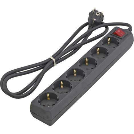 Base Multiple 6 Tomas c/interruptor 1,5m negro