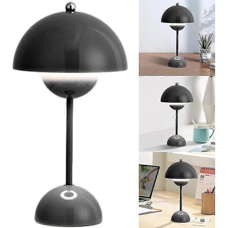 Lampe de table champignon style nordique, lampe macaron rechargeable, style vintage, tactile, à intensité variable, 3 couleurs LED, décoration chambre, bureau, lampe de chevet. (1/5)
