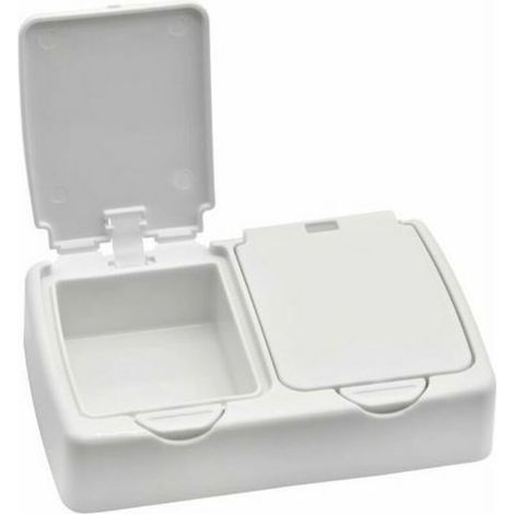 Boîte de rangement de bureau, petite boîte de rangement en plastique blanc avec couvercle pour ranger de petits objets au bureau à domicile (1/4)