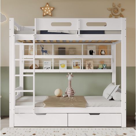 letto castello 90x200 con cassetti e scaffale OKMYHOME (1/5)