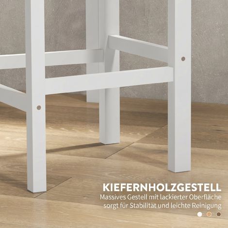 Tabouret de Bar 2 Pièces, Chaise Haute en Pin avec Repose-Pieds et Dossier, Style Campagnard pour Cuisine et Salon, Bois Naturel (1/5)