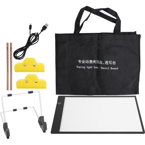 Tableau LED A4 lumineux réglable avec support, clips, sac et crayons - Style Highlight pour dessin (1/5)