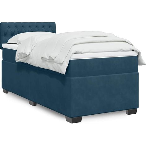 Boxspringbett mit Matratze Dunkelblau 90x190 cm Samt