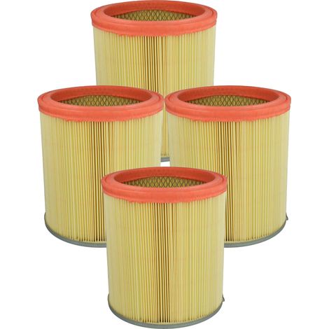 vhbw 4x Cartridge Filter compatible with Rowenta Bully Laveur, Collecto, 7P0041947 P DE Vacuum Cleaner - Yellow Orange Washable