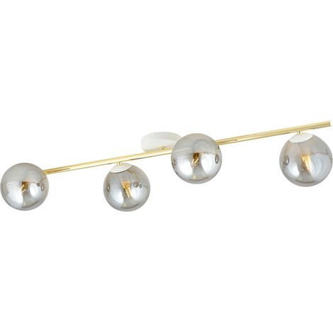 Lampada a Soffitto Splendi, Acciaio verniciato a polvere, Vetro, Bianco, Oro, Grigio, 100x20x29 cm (1/5)