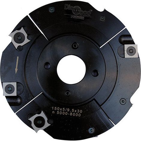 Diamwood Porte-outils de toupie à rainure extensible avec corps en acier - D. 150 mm x Al. 30 mm x Ép. 5 à 9,5 mm - 4 coupes - Vitesse de rotation de 5000 à 8000 tr/min (1/2)