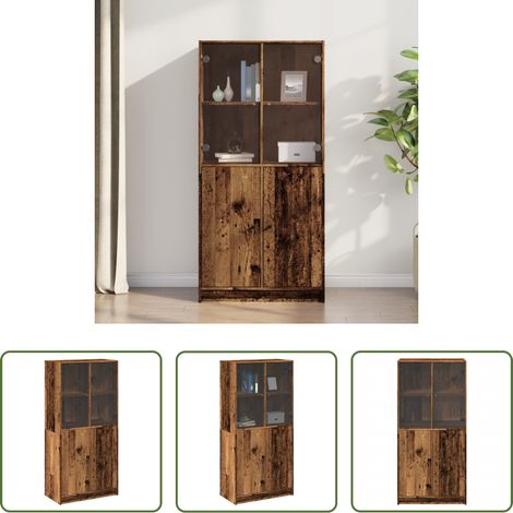 Hochschrank -  Highboard mit Türen Altholz-Optik 68x37x142 cm Holzwerkstoff (1/5)
