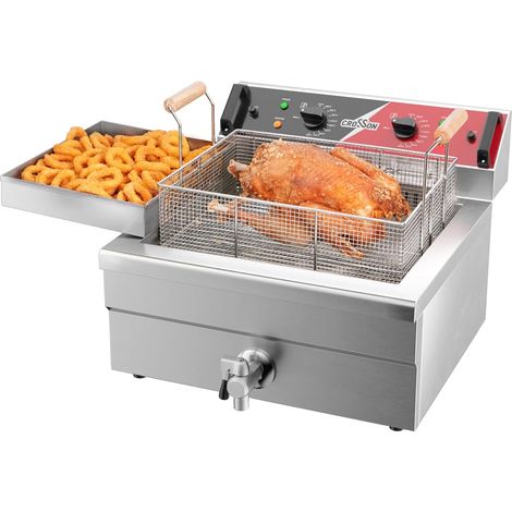 Friteuse électrique à trois paniers 12L avec bec verseur d’huile, grille de vidange d’huile, friteuse à beignets commerciale pour faire frire un poisson ou un poulet entier (1/5)