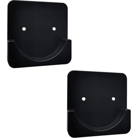 Support de tringle à rideau de douche - Lot de 2 - Matériau ABS - Fixation murale par vis - 8 x 8 x 1,4 cm - Noir (1/5)