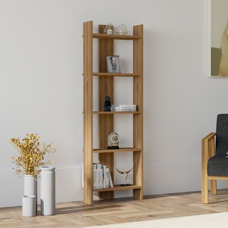Bücherregal Verbania, 5 Ebenen, Freistehend, Vertikal, 52x23x149 cm, Eiche Braun (1/3)