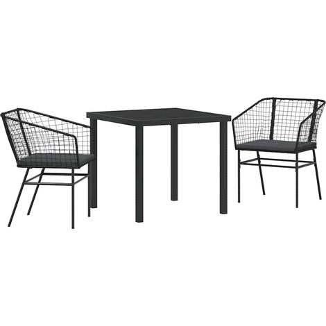 Maison Exclusive - Garten Essgruppe 3 Stk. Schwarz Poly-Rattan (1/5)