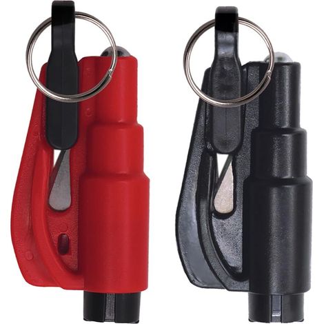 Taglierina per cintura di sicurezza per auto in 2 pezzi, rompivetro e taglierina per cintura di sicurezza, taglierina per finestrini moderna unisex per adulti, taglierina per portachiavi (rosa e nero)