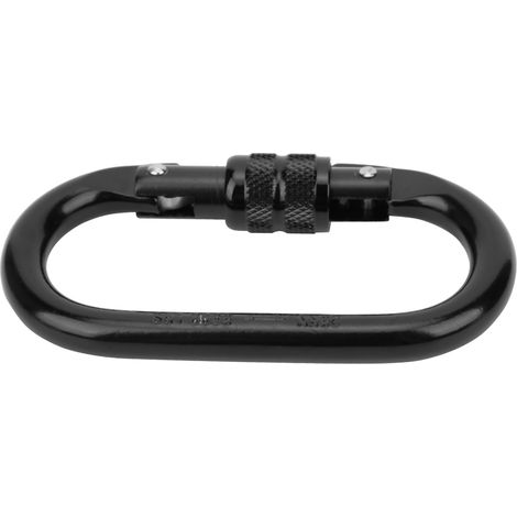 Mousqueton en D sécurisé pour accrobranche et méditation, accessoire d'accroche pour hamac, revêtement noir anti-corrosion