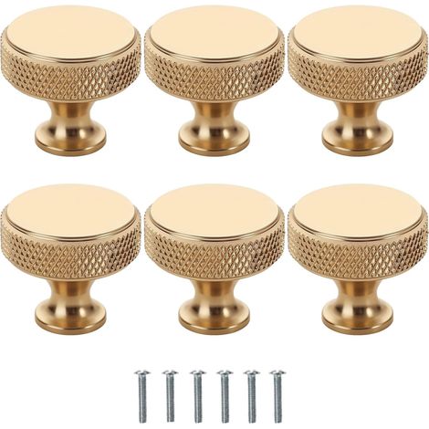 (6 runde goldene Schrankgriffe), goldene Möbelgriffe, Küchenschrankgriffe, Schubladengriffe, Griffe mit einem Loch (1/5)
